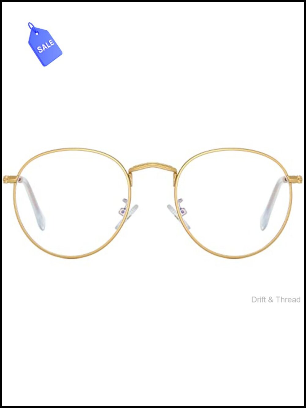 Round Blue Light Blocking Glasses Stainless Steel Full Rim Eyewear